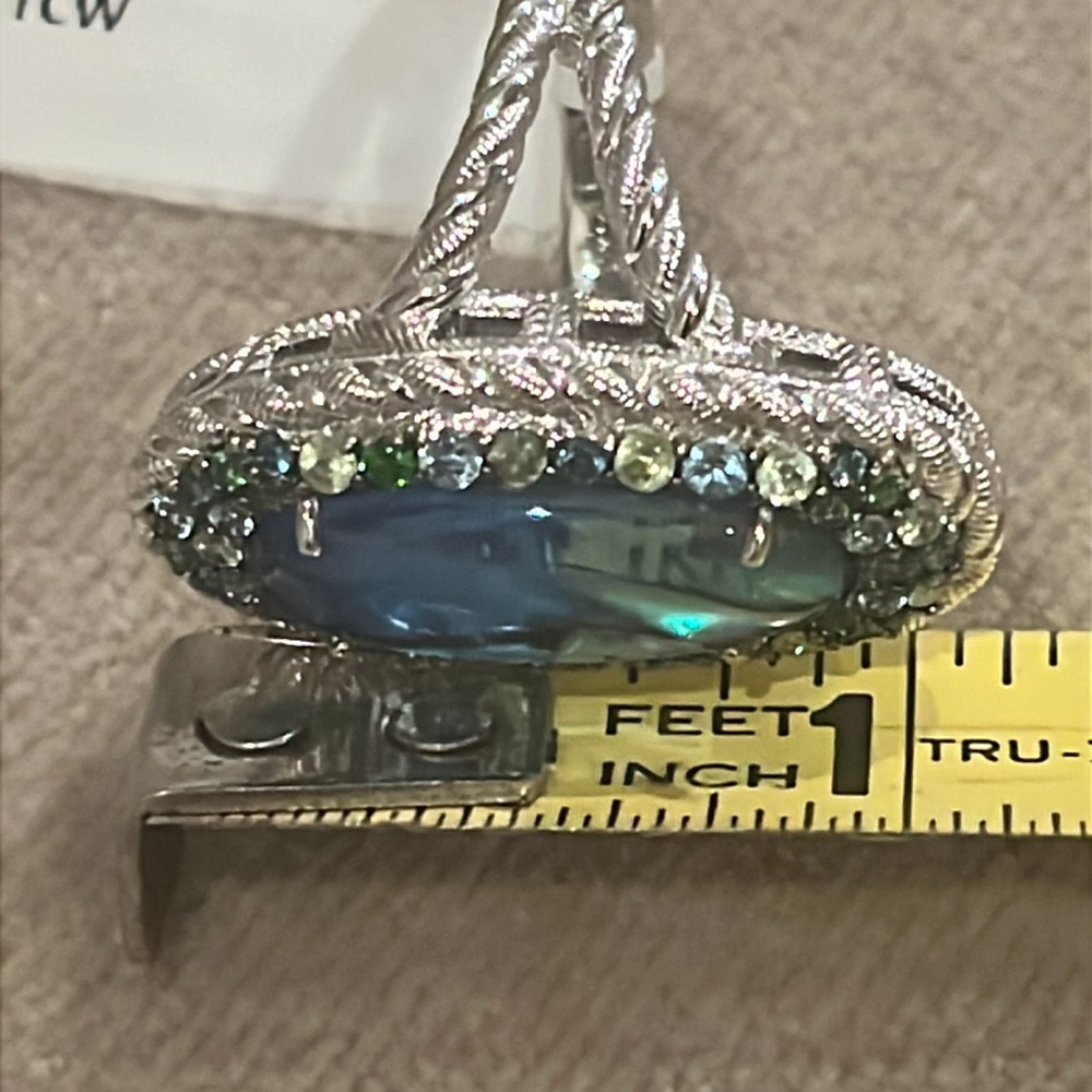 Judith Ripka Sterling Silver Abalone Ring with Blue Green Gemstones NWT Size 8 - Picture 8 of 16